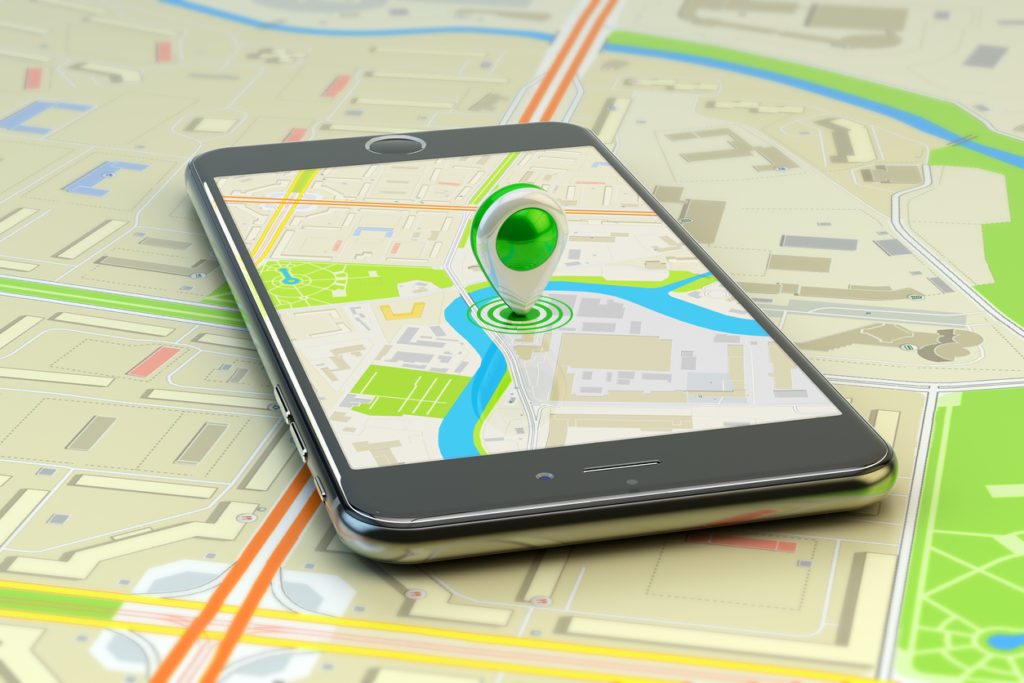 Mobile gps navigation, travel destination, location and positioning concept