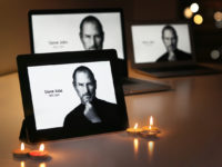 STEVE JOBS displays on Apple products