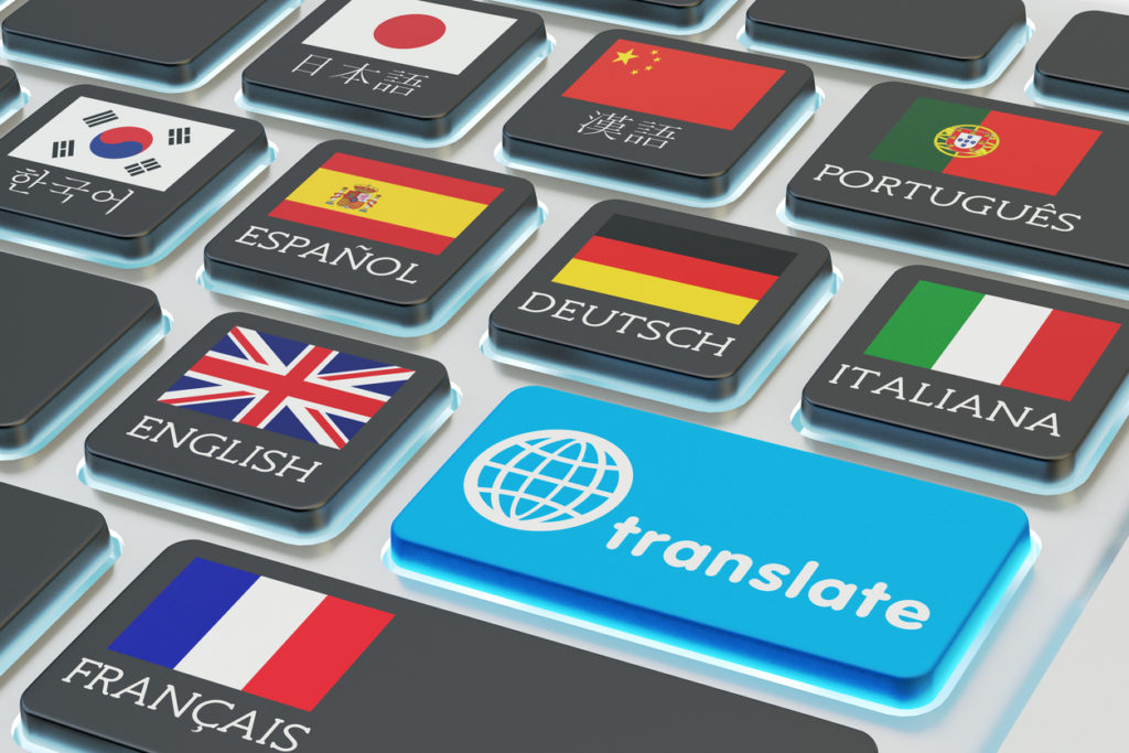 Foreign languages translation concept, online translator