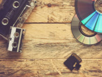audio cassettes and cd discs and flash cards
