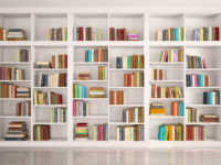 illustration of White bookshelves