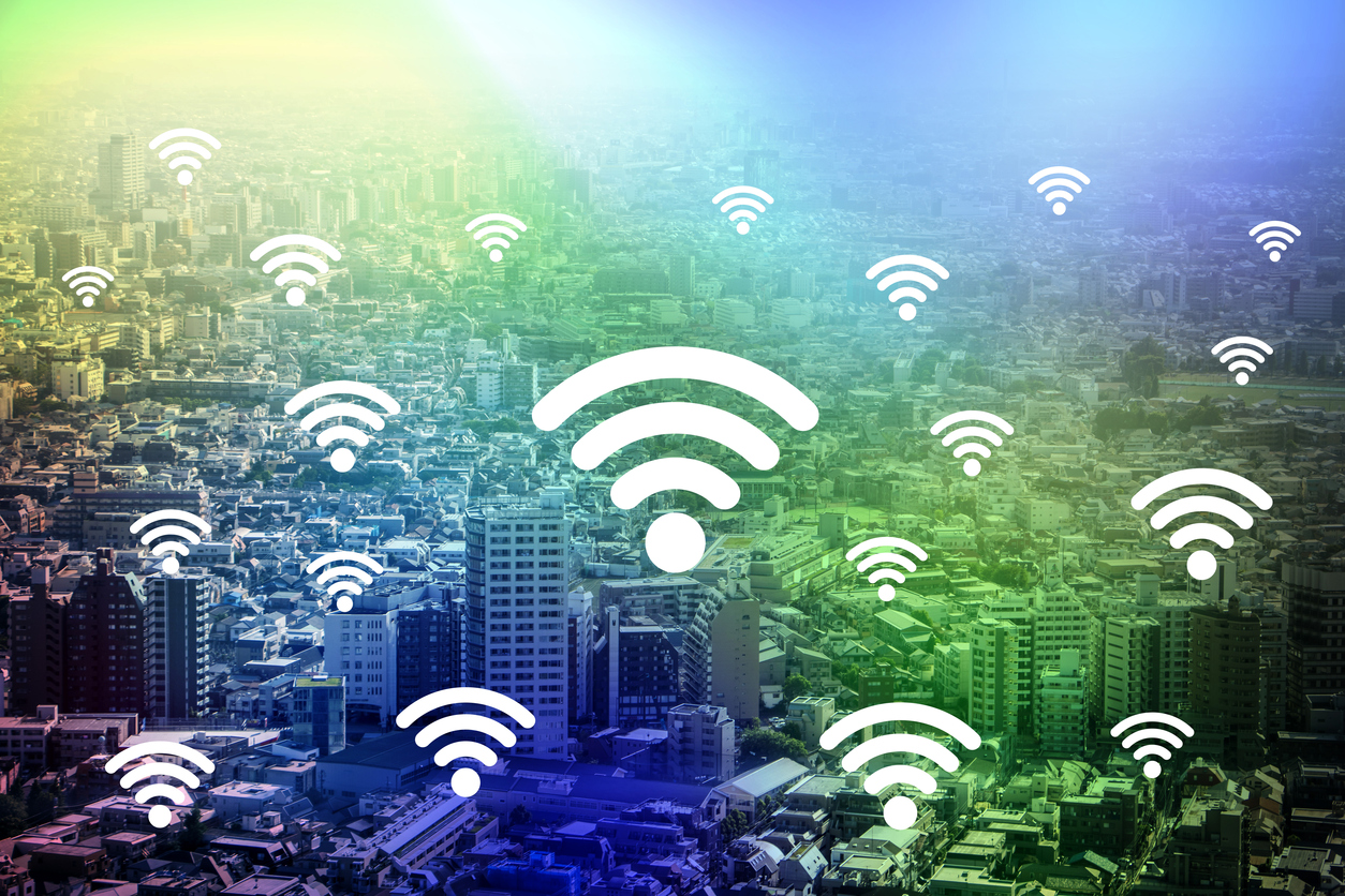 modern cityscape and wireless communication, internet of things, abstract image visual