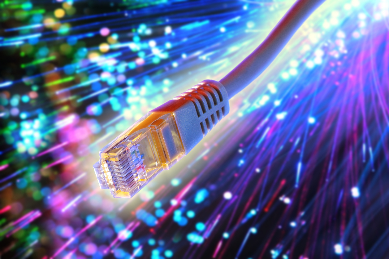 Ethernet cable with fiber optic background