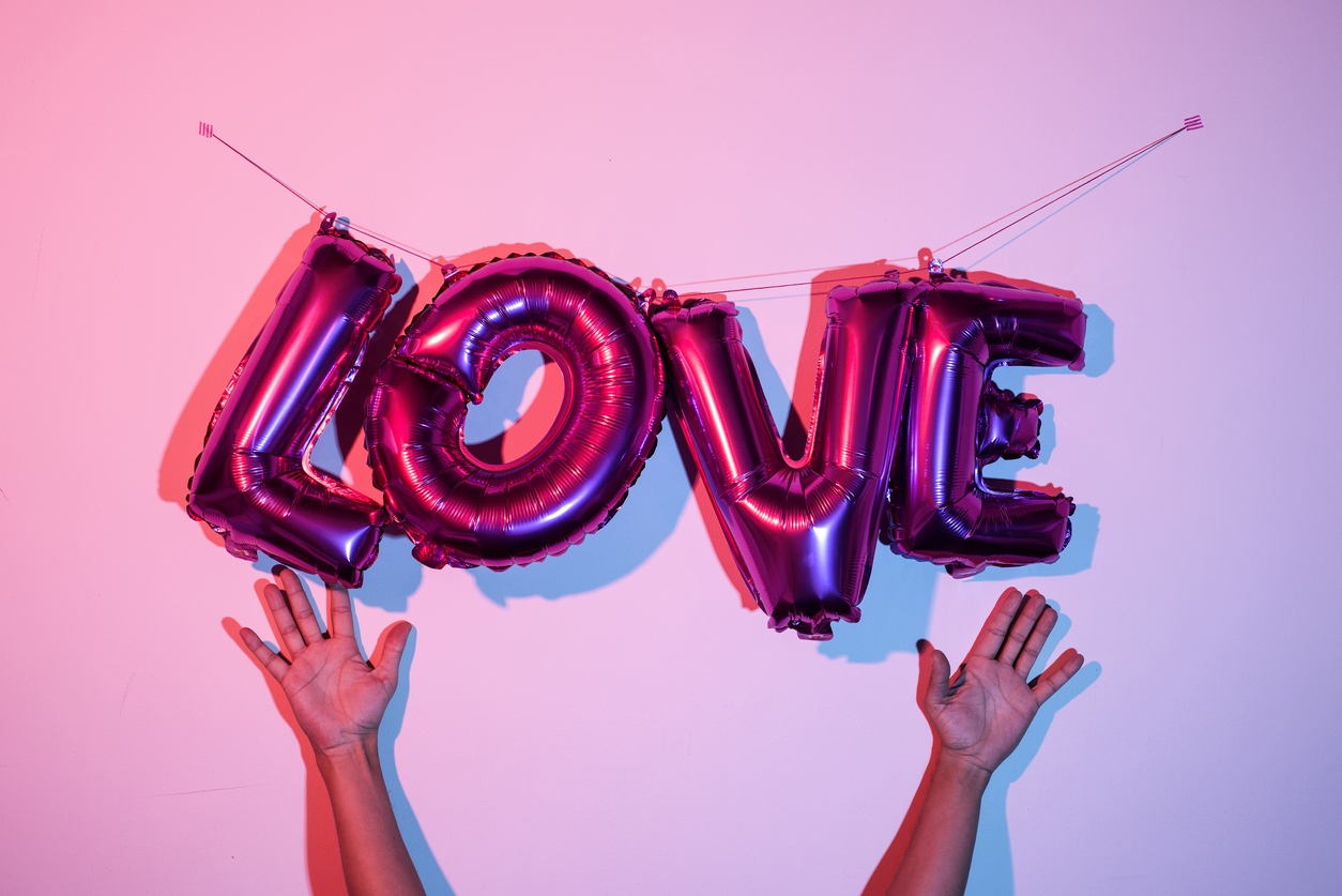 letter-shaped balloons forming the word love