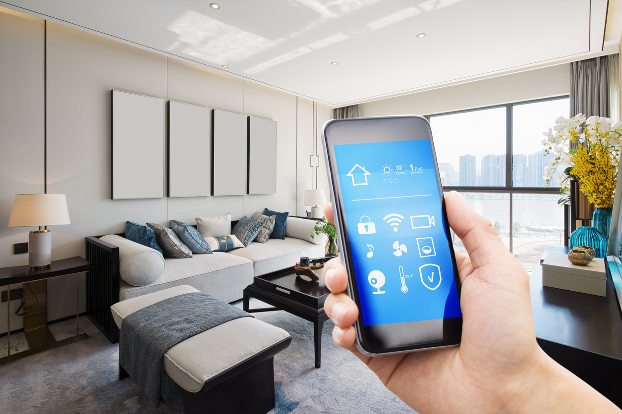 smart home system on mobile phone with background
