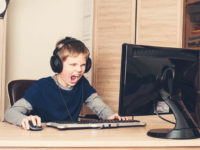 Gaming, entertainment, technology, let's play concept. Angry screaming pre teen