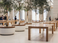 Interior of The Apple Store on Regent Street, London, that recently had a refurbishment.