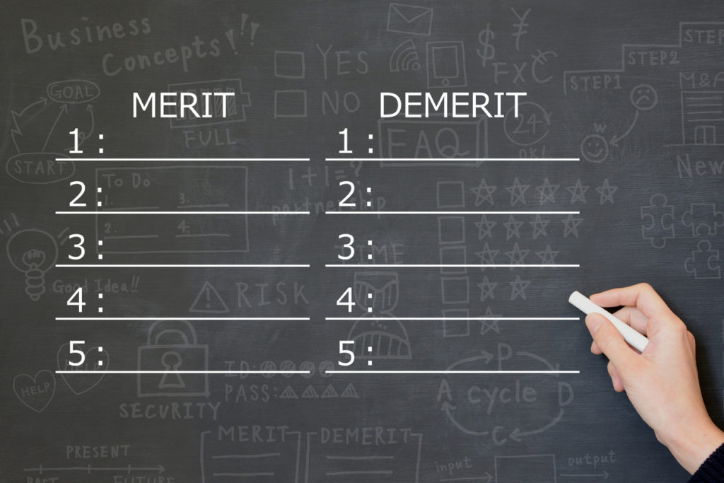 Business concepts, comparison of merit and demerit