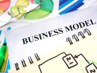Business model written in a notebook. Business concept.