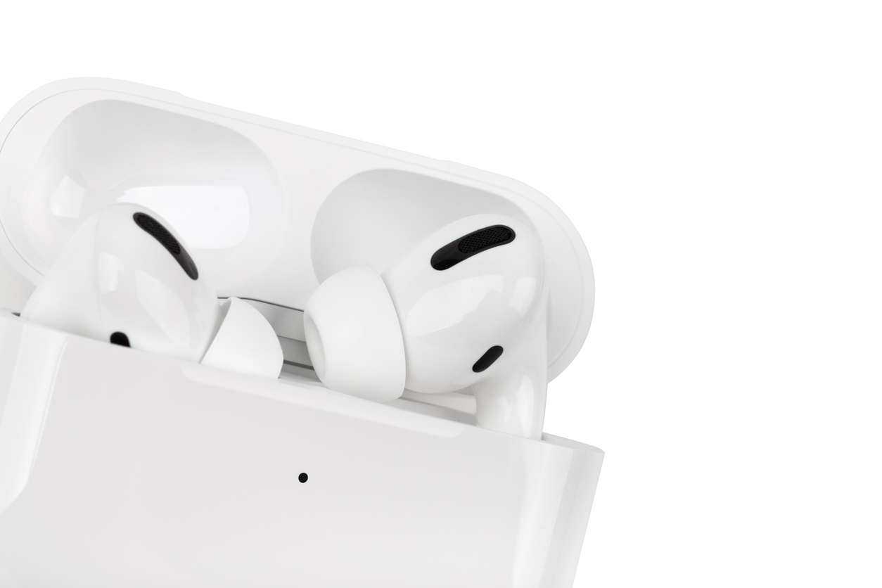 Apple AirPods Pro on a white background.