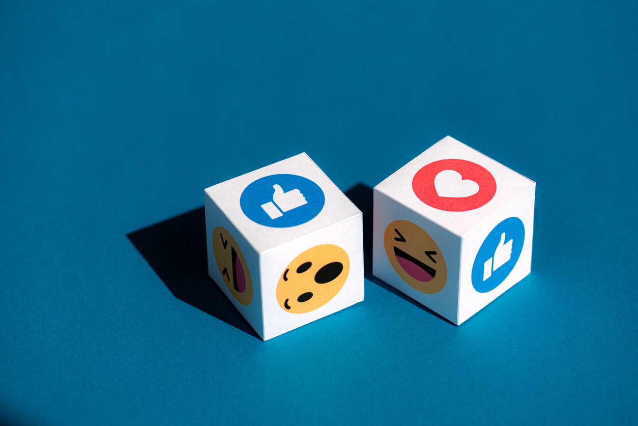 Facebook Emoticons Printed on a Cubes