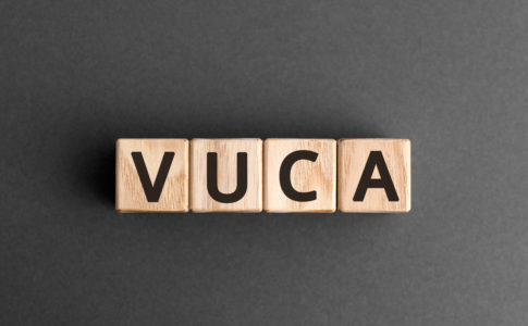 VUCA - acronym from wooden blocks with letters