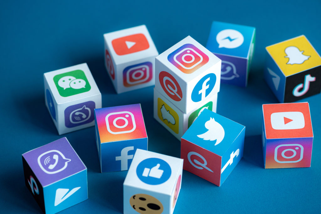 Social Media Apps Logotypes Printed on a Cubes